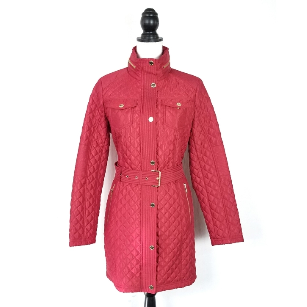 Michael Kors Classic Red Quilted Coat without belt.